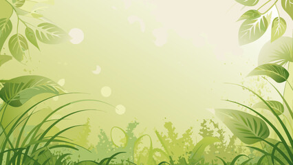 Abstract green nature background with leaves and grass