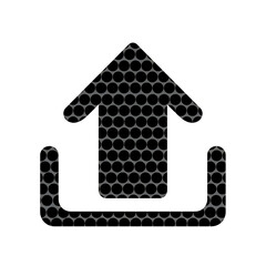 Black upload icon with honeycomb pattern isolated on transparent background