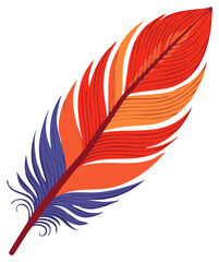 Obraz premium Vibrant multicolored feather illustration with red orange and blue hues