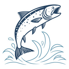 Dynamic salmon leaps from water with energetic splashes, capturing the thrill of angling and nature's wild beauty.