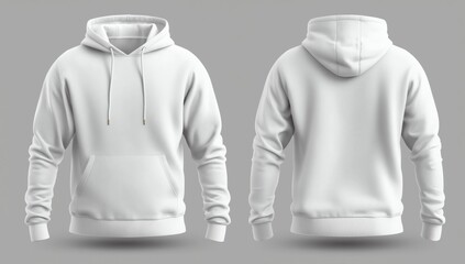 Men white blank hoodie in front and back view