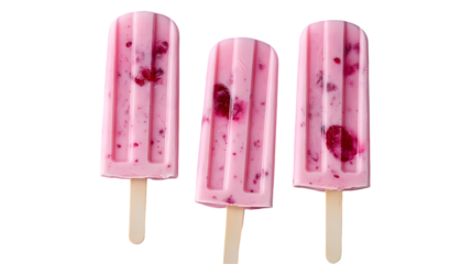 Pink popsicle with wooden stick Isolated transparent on white background