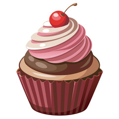 Delicious cupcake with cherry on top