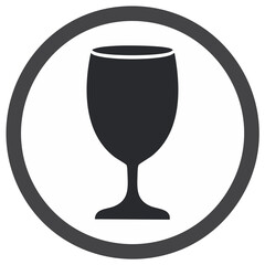 Simple silhouette of a wine glass inside a circular border icon