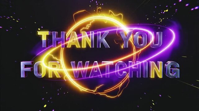 Dynamic ;Thank You for Watching' Animation with Sparkling Particles and 3D Text, epic, cinematic and cool animation