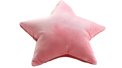 Pink star-shaped pillow Isolated transparent on white background