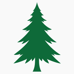 Minimalist black silhouette of a coniferous spruce tree perfect for winter and nature designs