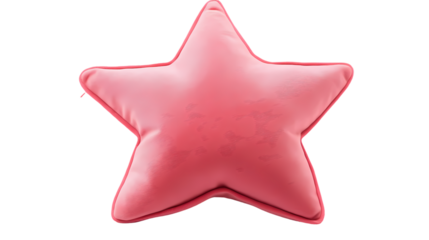 Pink star-shaped pillow Isolated transparent on white background