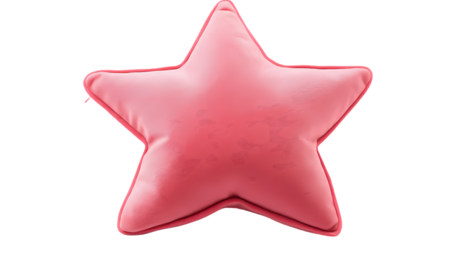 Pink star-shaped pillow Isolated transparent on white background