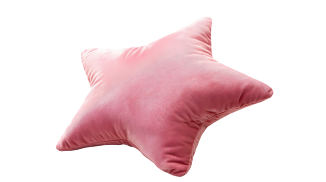 Pink star-shaped pillow Isolated transparent on white background