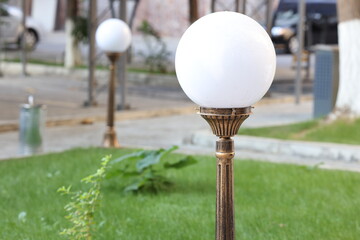 Outdoor Decorative Globe Lights in a Park Setting