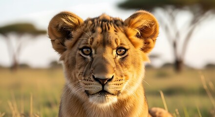 Obraz premium Lion Cub in African Savanna.