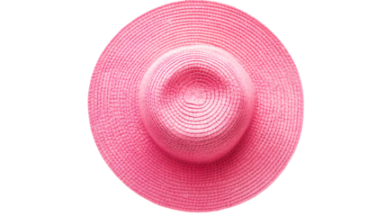 A pink hat with a pink ribbon Isolated transparent on white background