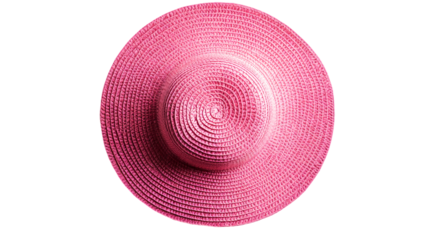 A pink hat with a pink ribbon Isolated transparent on white background