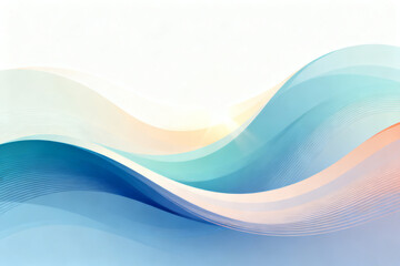 Abstract wavy background with soft gradient colors in blue, orange, and white tones