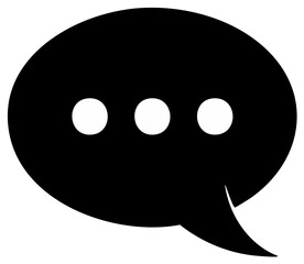 Fototapeta premium Black speech bubble icon with ellipsis dots representing communication and messaging.