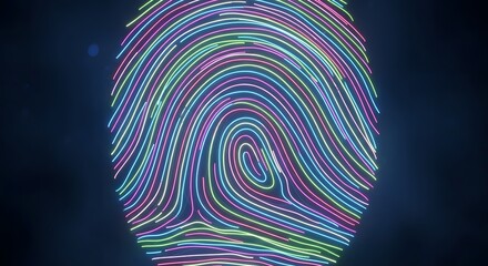 Vibrant Digital Fingerprint Displaying Advanced Biometric Technology for Secure Identity Verification and Digi-Authentication Access