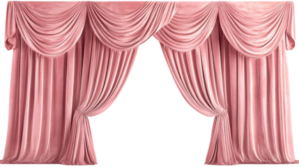Pink curtains Isolated transparent on white background