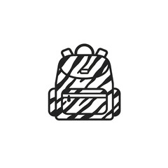 Backpack with zebra pattern icon isolated on transparent background