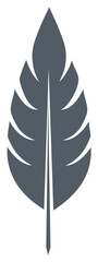 Fototapeta premium Minimalist dark gray feather graphic with a central quill and symmetrical barbs