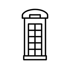 A classic vector illustration of an old black and white telephone framed by a wooden window and stone arch facade