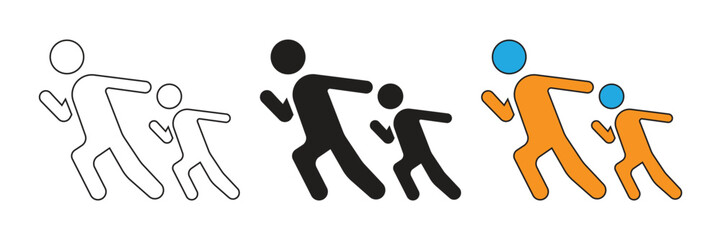 Two-person walking gesture icon set. Simple element illustration. Two-person walking gesture vector icon.