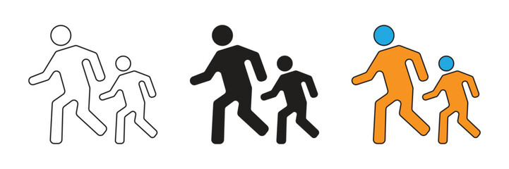 Two-person walking gesture icon set. Simple element illustration. Two-person walking gesture vector icon.