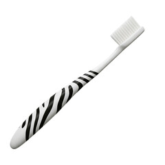 A black and white striped toothbrush cutout on transparent background