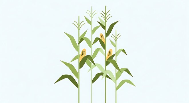 Corn Stalks Illustration - A Simple and Clean Agricultural Design.