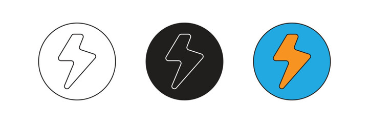 Electric power icon set on a circle. Simple element illustration. Electric power icon on a circle Vector icon