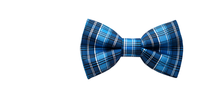 Plaid Blue bow tie Isolated transparent on white background - Powered by Adobe