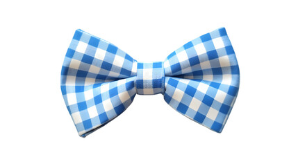 Plaid Blue bow tie Isolated transparent on white background