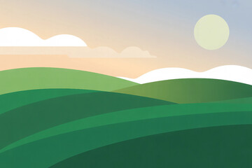 Fototapeta premium Minimalist Rolling Hills Landscape with Moon