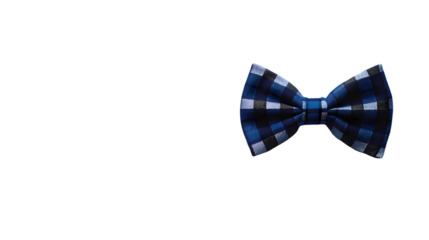 Plaid Blue bow tie Isolated transparent on white background