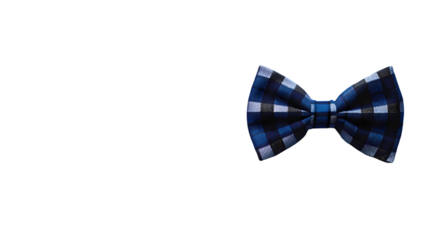 Plaid Blue bow tie Isolated transparent on white background