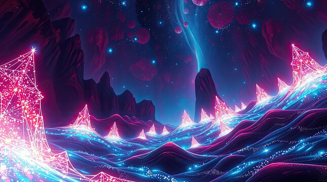 Abstract purple fantasy background with glowing details.
