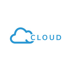 Minimalist Cloud Logo Design Simple Blue Icon for Digital Technology