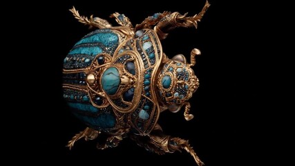 Ornate insect sculpture on black background perfect for design projects