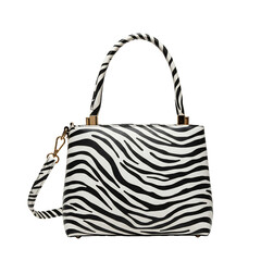 Zebra print handbag isolated on white-transparent background