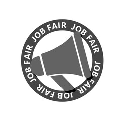 Megaphone with job fair text icon isolated on white background