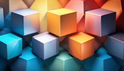 Obraz premium colorful 3d cubes on a textured background with cool and warm tones