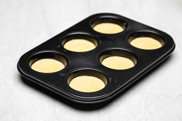 Fresh Vanilla Muffins with Cinnamon in Baking Tray – Homemade Dessert
