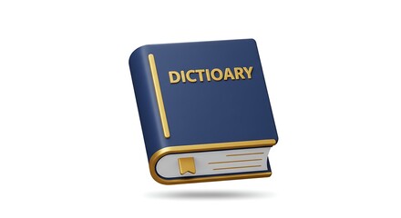 3 d rendered dictionary book on white background for education and design
