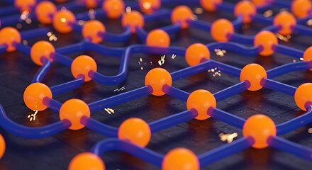 Abstract 3 d render of interconnected spheres and lines conceptual design