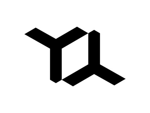 abstract square box logo design with yy letters