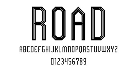 Set of alphabets font letters and numbers modern abstract design with line maze concept vector illustration