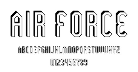 Set of alphabets font letters and numbers modern abstract outline 3D concept design with lines vector illustration