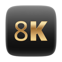 8k technology icon: sleek black and gold design for high-resolution displays.