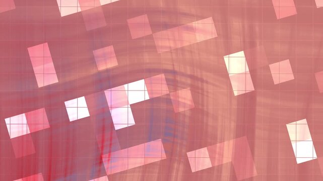 Abstracts Twirl Blink Square, Abstract pink and red geometric shapes with grid overlay and dynamic motion effects,  Video Stock royalty.