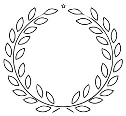 Circular laurel leaf wreath with a star vector illustration for awards emblems and victory symbols